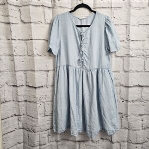 Jane and Delancey Blue Tie-Front Mini Dress Size M